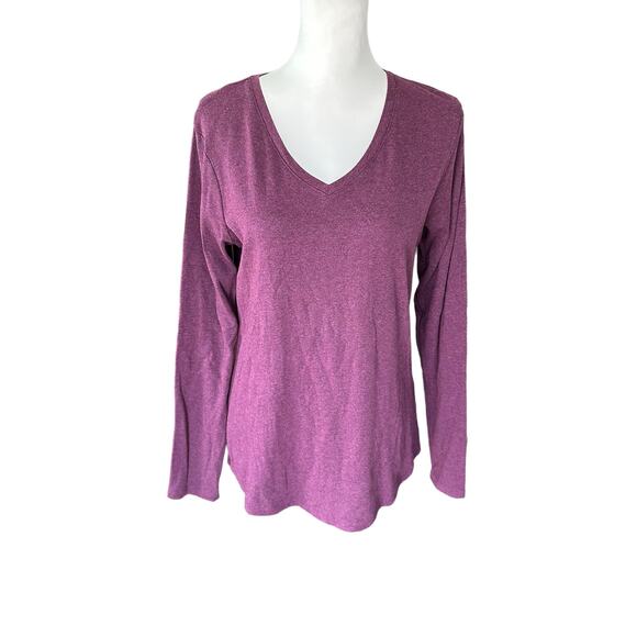 Eddie Bauer Large Purple V Neck Long Sleeve Top - Picture 1 of 3